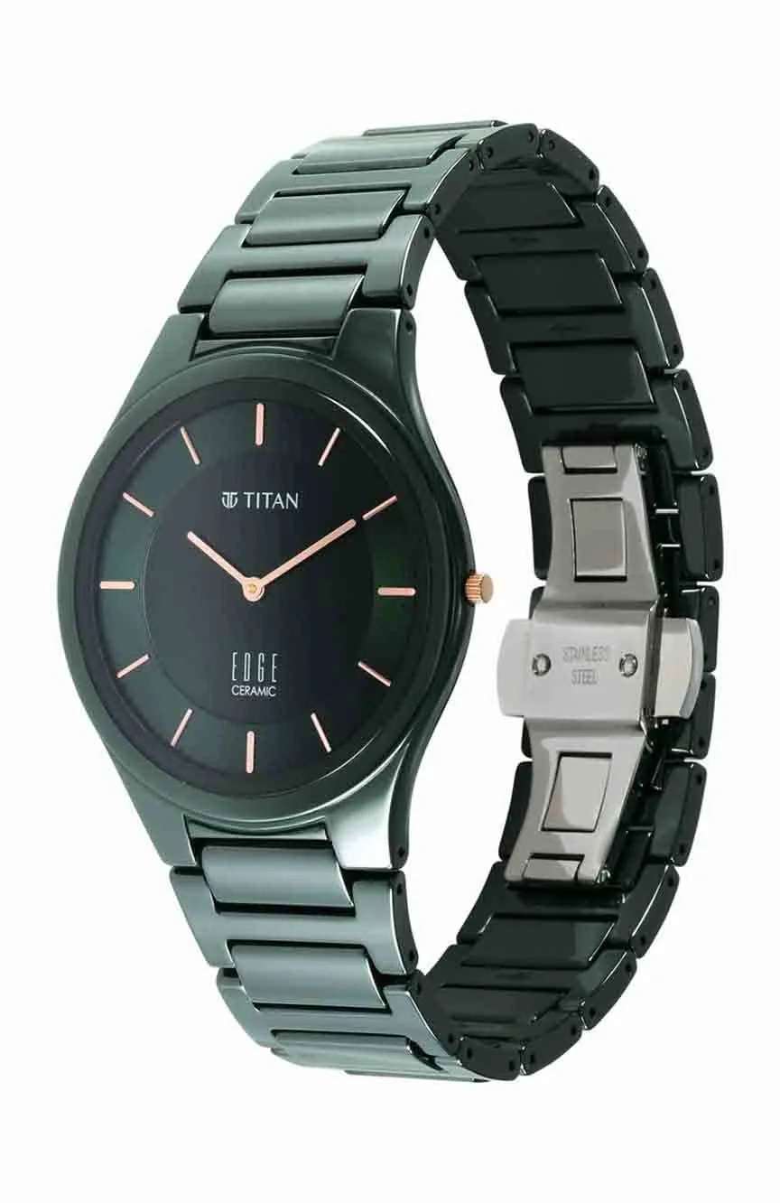 Titan Edge Ceramic Green Dial Analog Ceramic Strap watch for Men