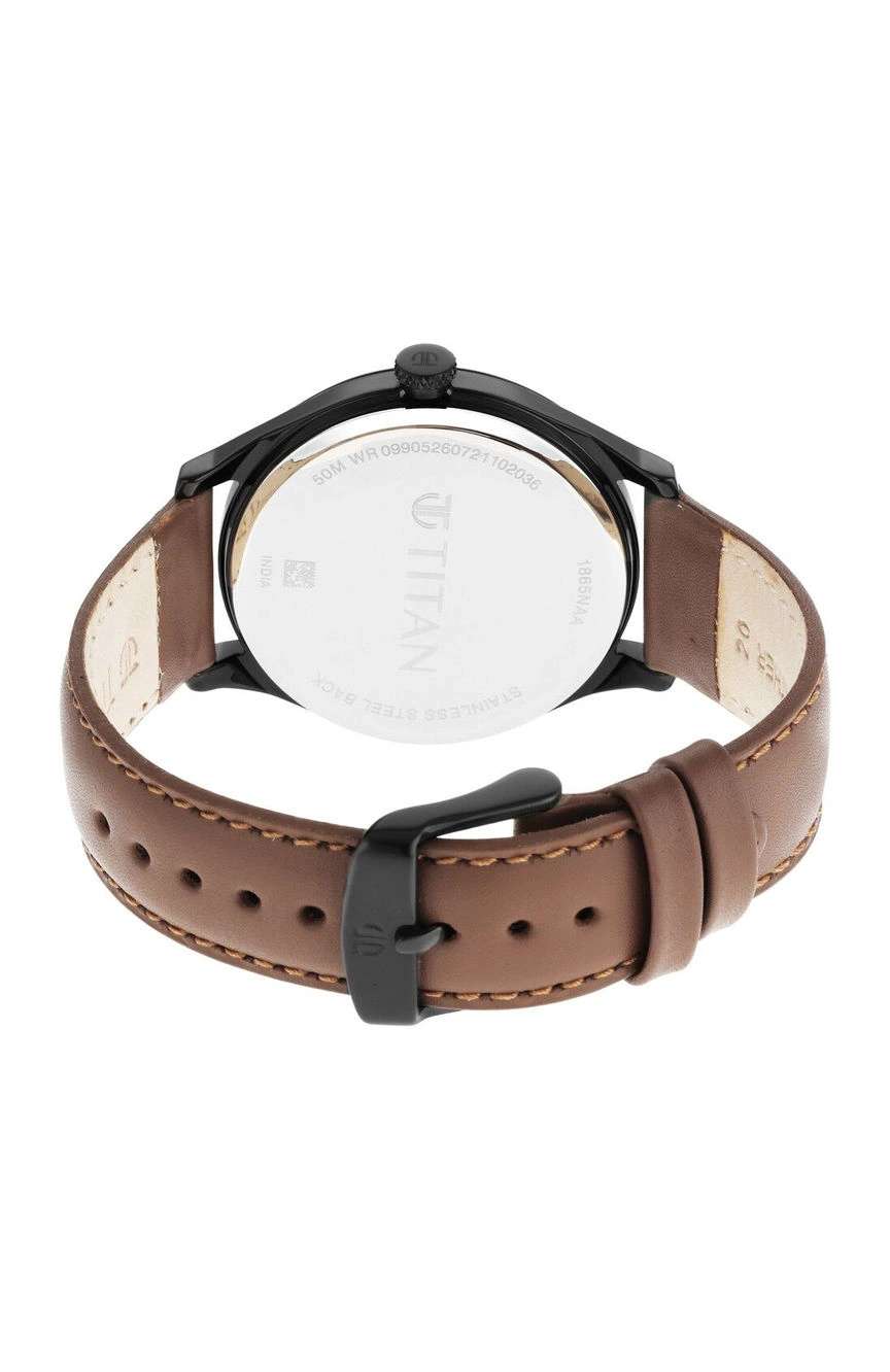 Titan Quartz Analog Black Dial Leather Strap Watch for Men