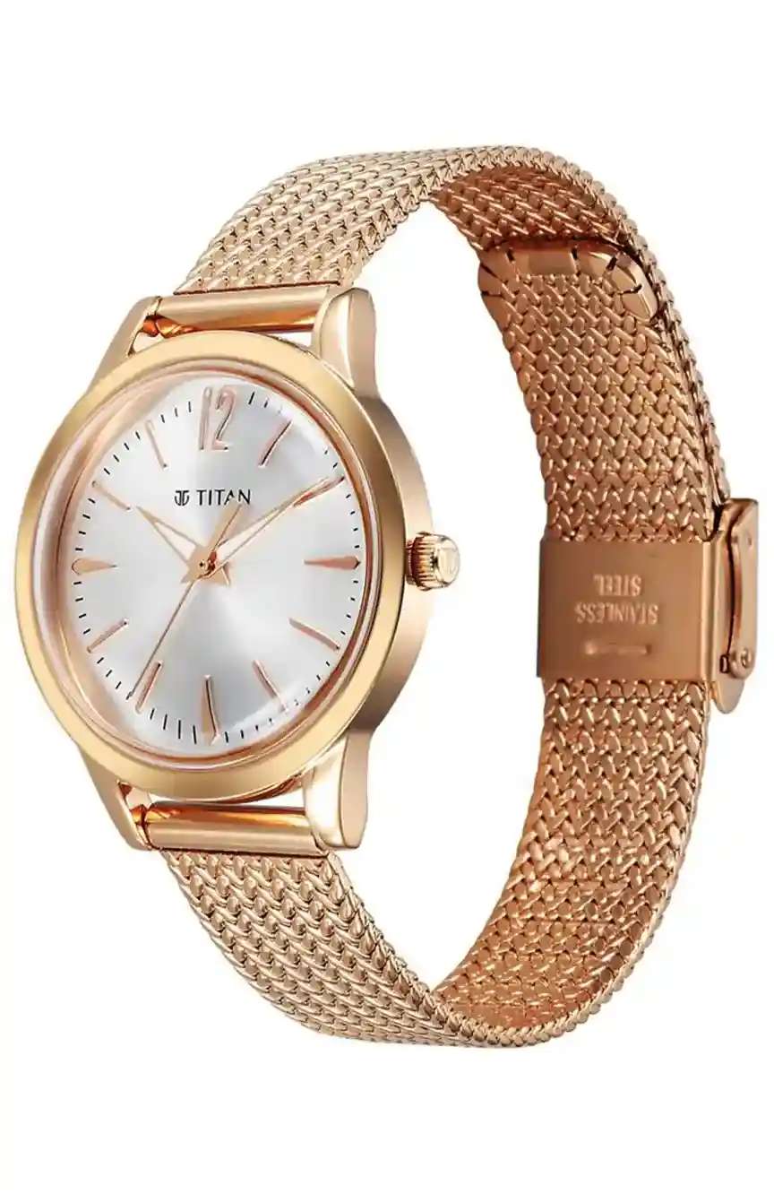 Titan Timeless Urban Quartz Analog Silver Dial Metal Strap Watch For Women