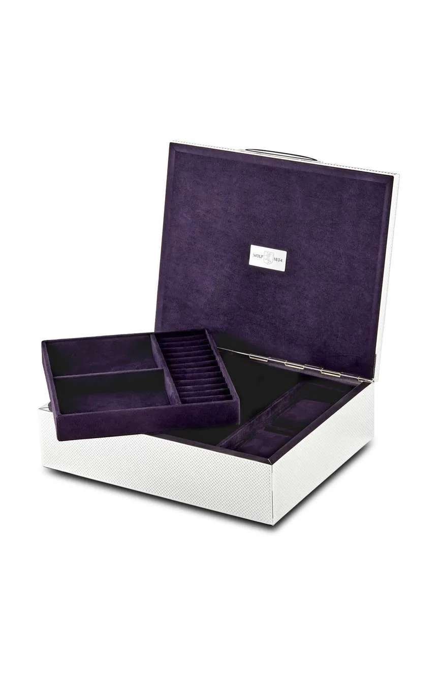 وولف صندوق تذكاري لون فضي للساعة والمجوهرات