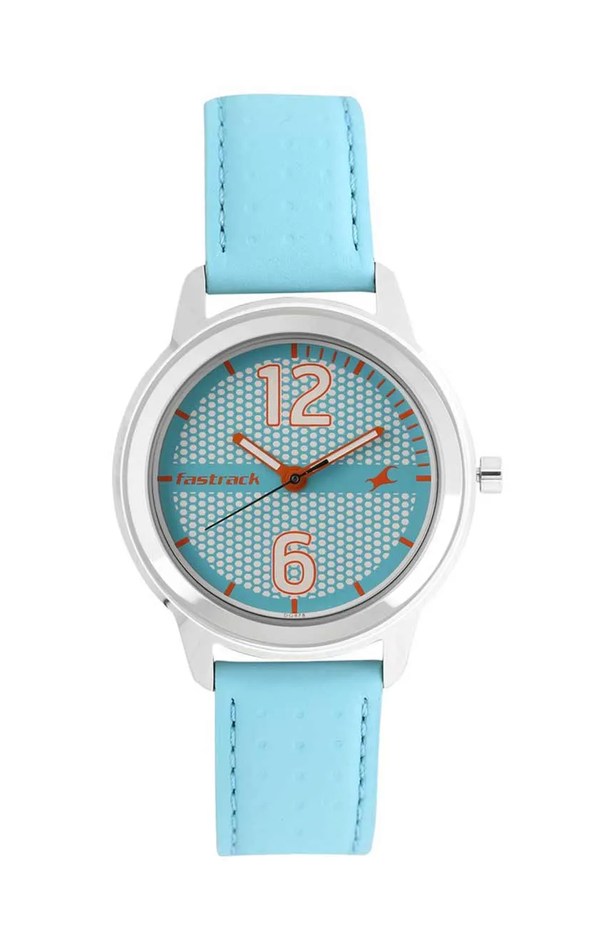 

Titan | Fastrack Loopholes Quartz Analog Blue Dial Leather Strap Watch for Girls