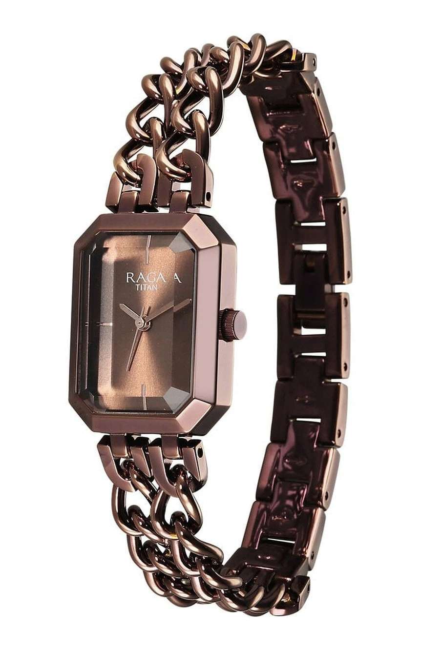 Titan Raga Showstopper Quartz Analog Brown Dial Metal Strap Watch For Women