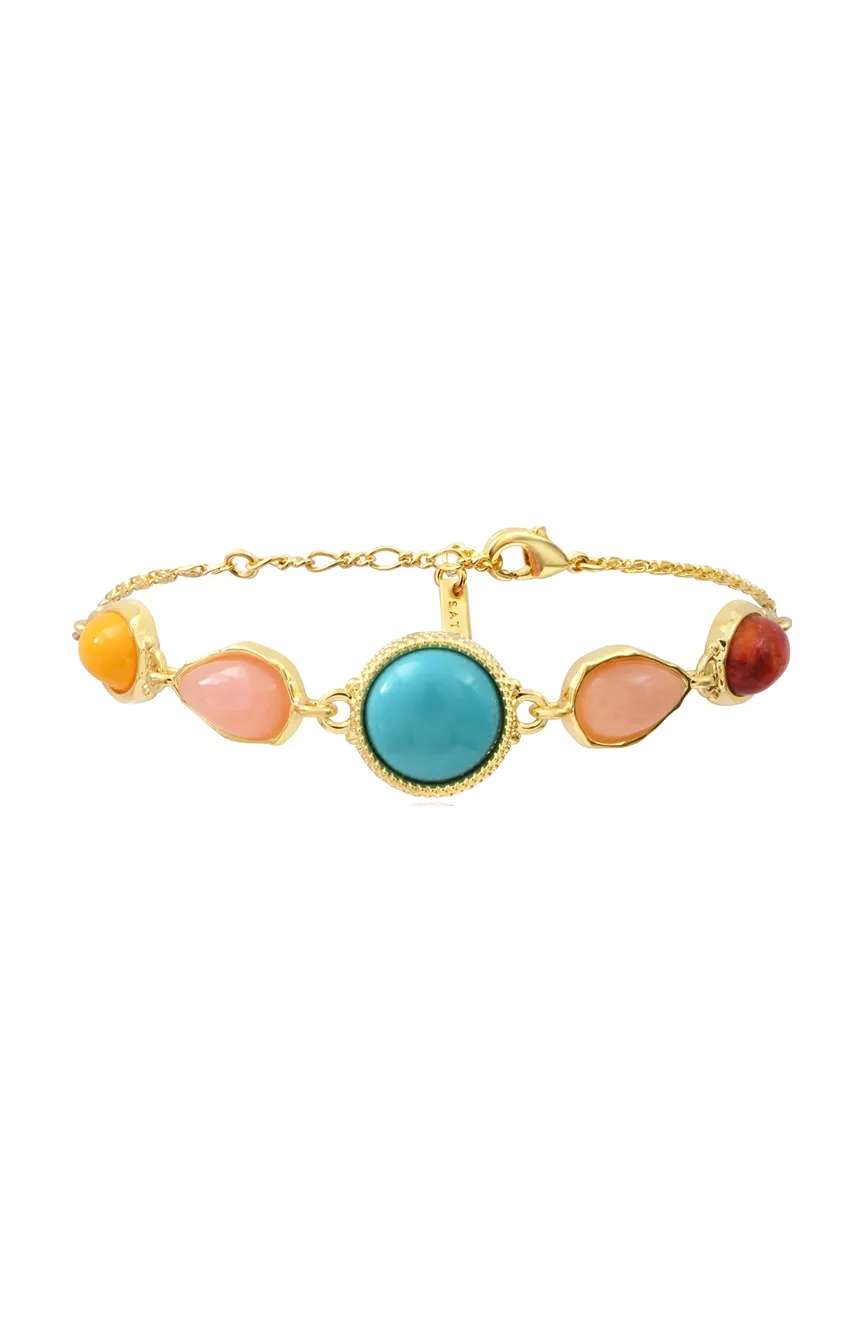 Satellite Oceane Bracelet In Gold-Tone Metal With Colored Cabochons - Multicolored
