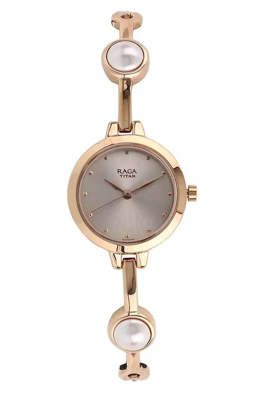 تيتان Quartz Analog Grey Dial Metal Strap Watch for Women