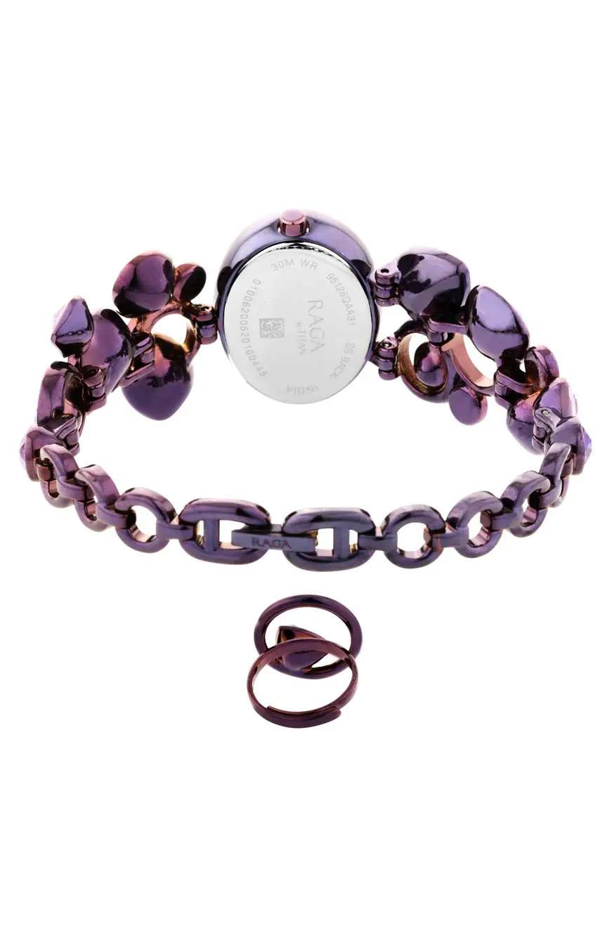 Titan Raga Moments Of Joy Quartz Analog Mother of Pearl Dial Maroon Metal Strap Watch For Women