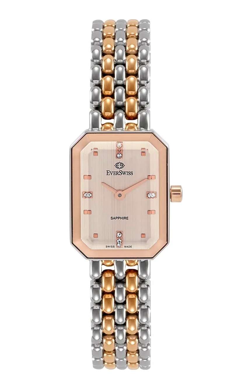 EverSwiss Ladies Silver Rose Gold Stainless Steel watch