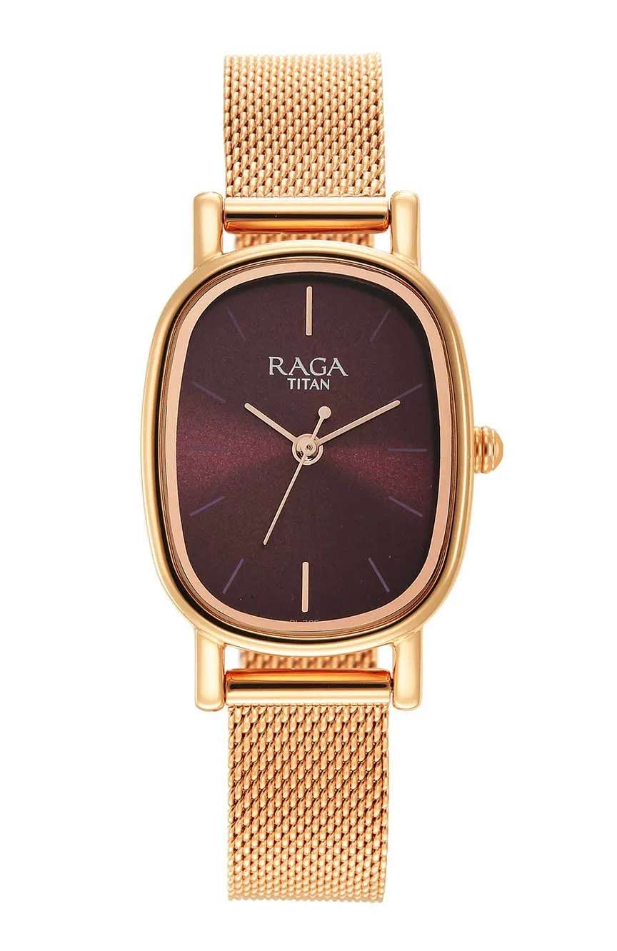 Titan Raga Viva Brown Dial Analog Stainless Steel Strap Watch for Women