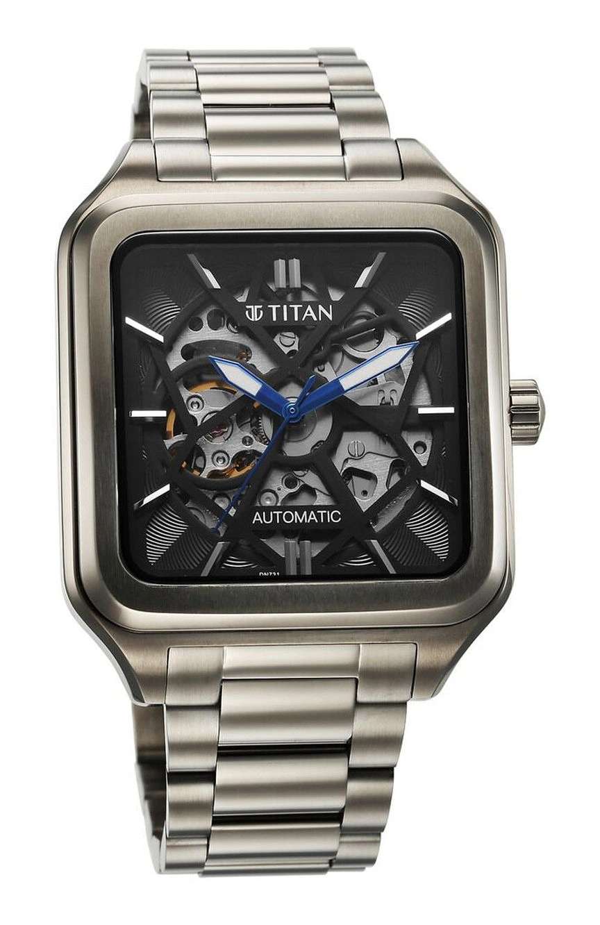 Titan Shaped Automatics Anthracite Dial Grey Stainless Steel Strap watch for Men