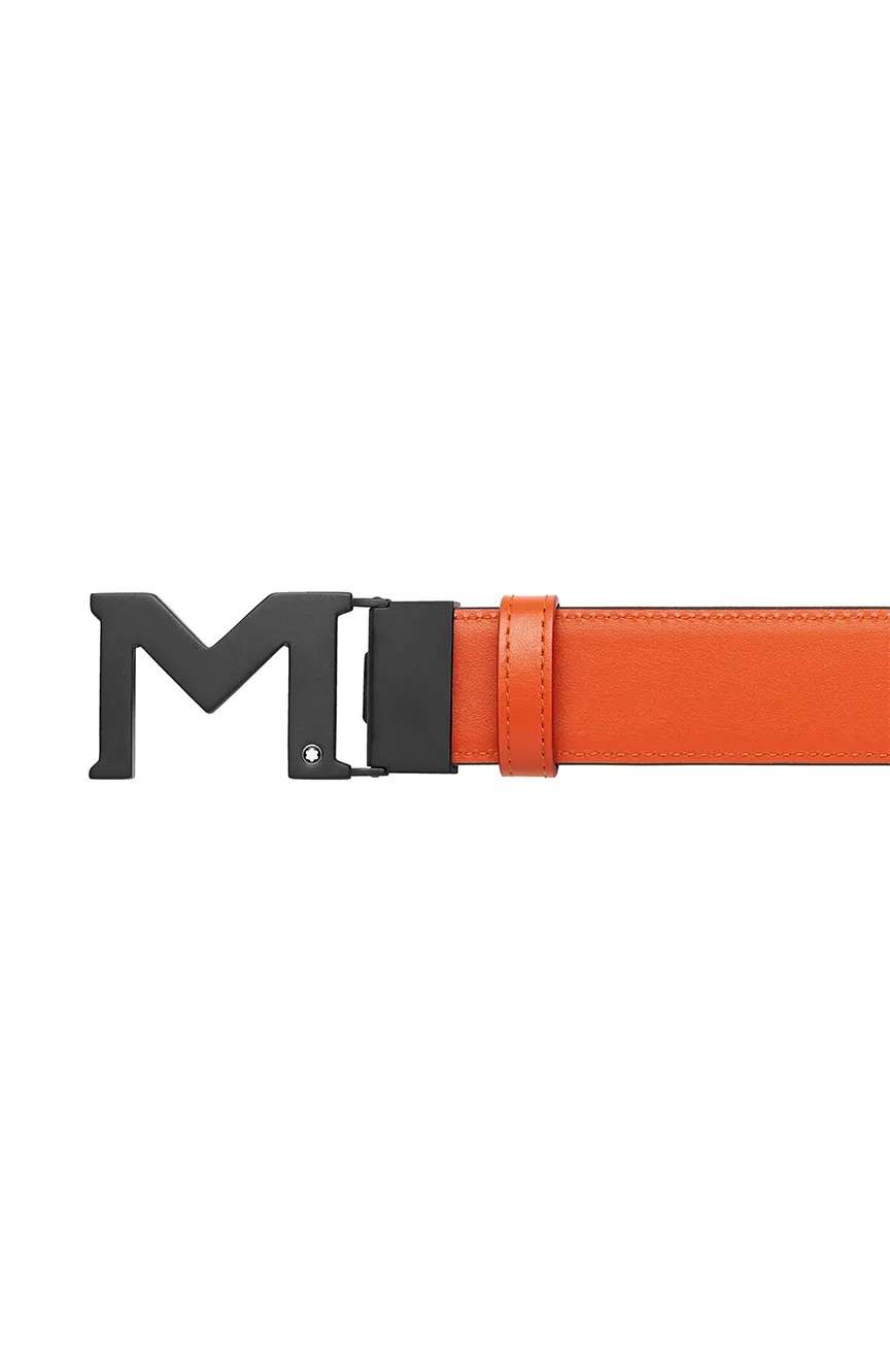 M♡ Montblanc M buckle black/orange 35 mm reversible leather belt
