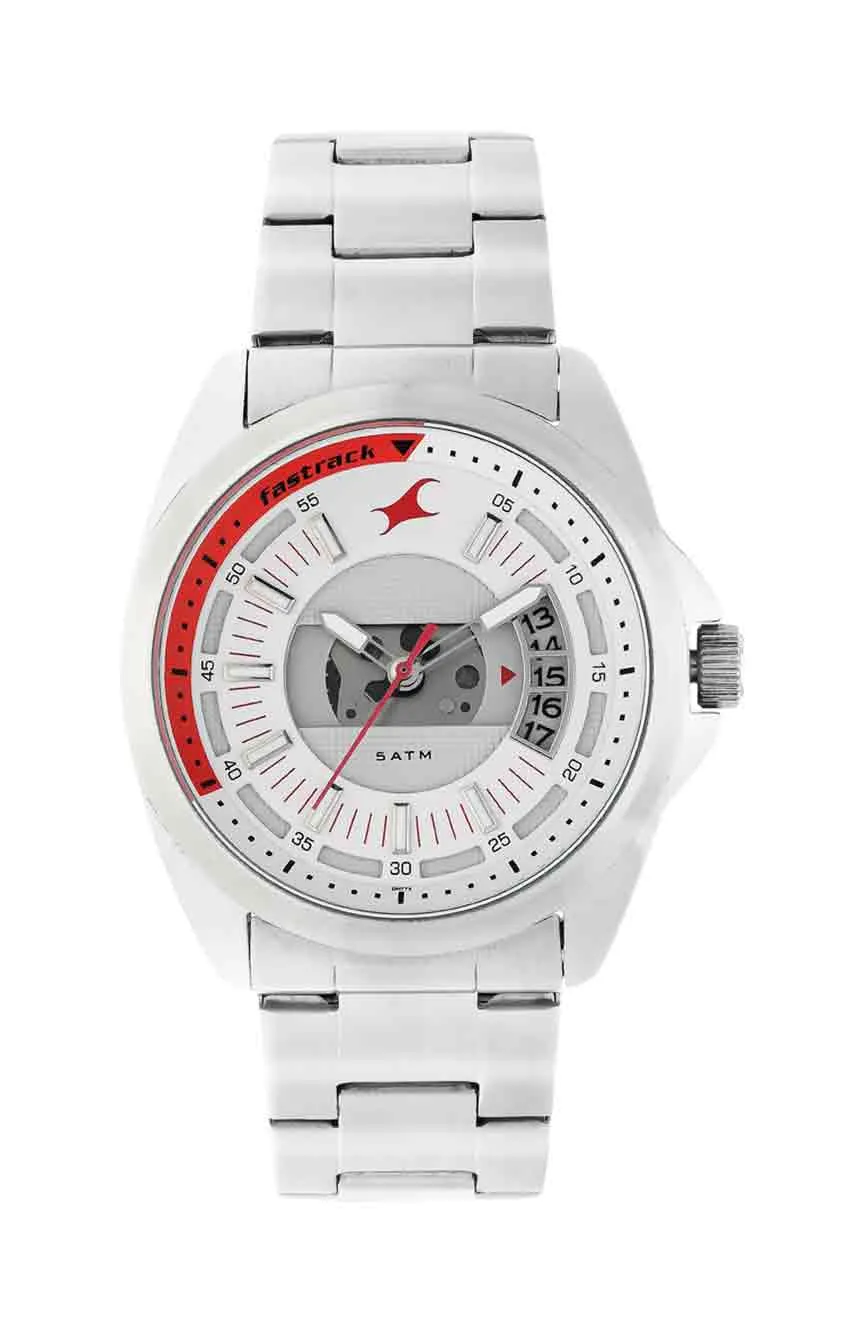 

Titan | Fastrack Loopholes Quartz Analog with Date White Dial Stainless Steel Strap Watch for Guys