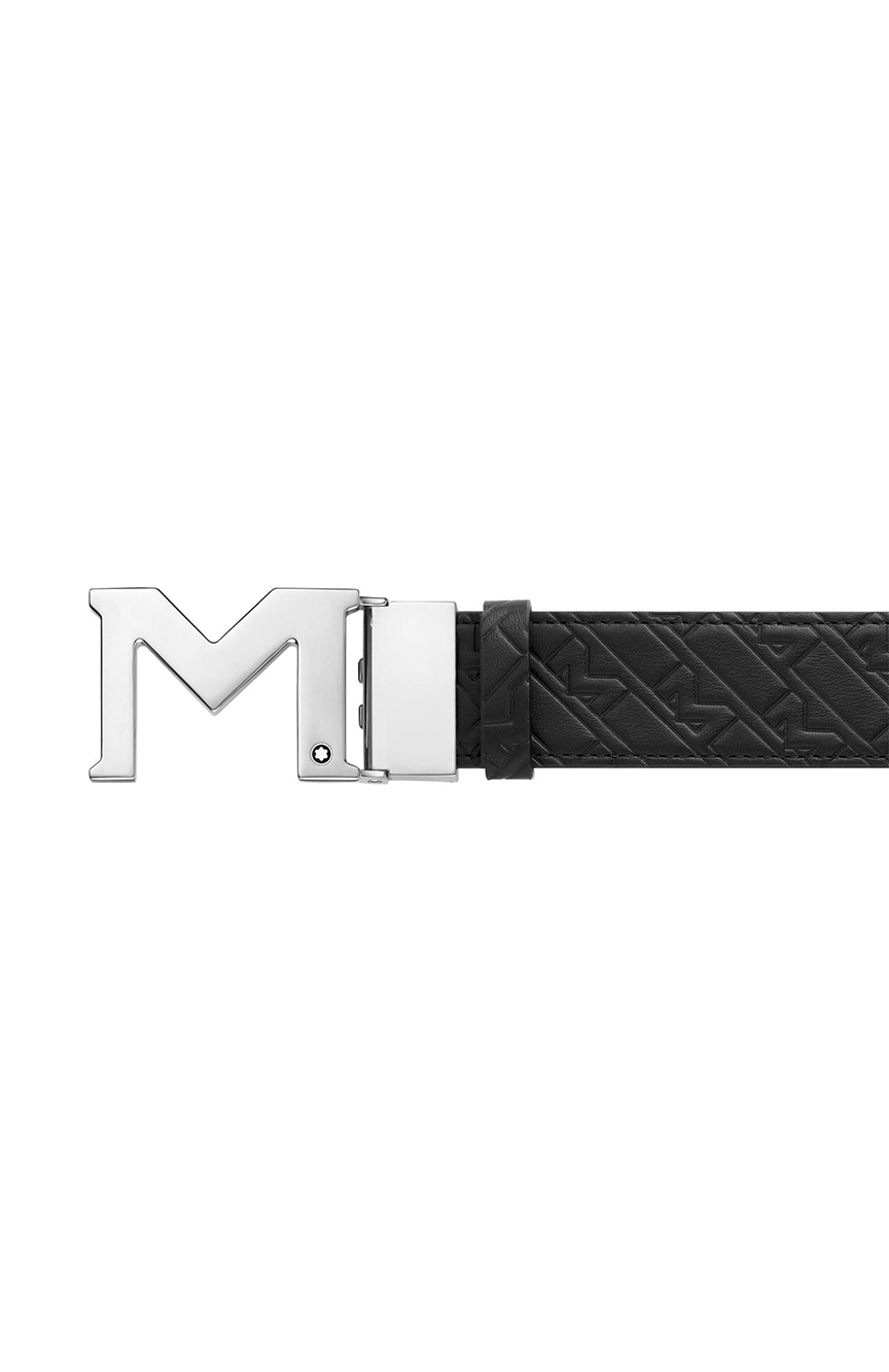Montblanc M buckle black/blue 35 mm reversible leather belt 