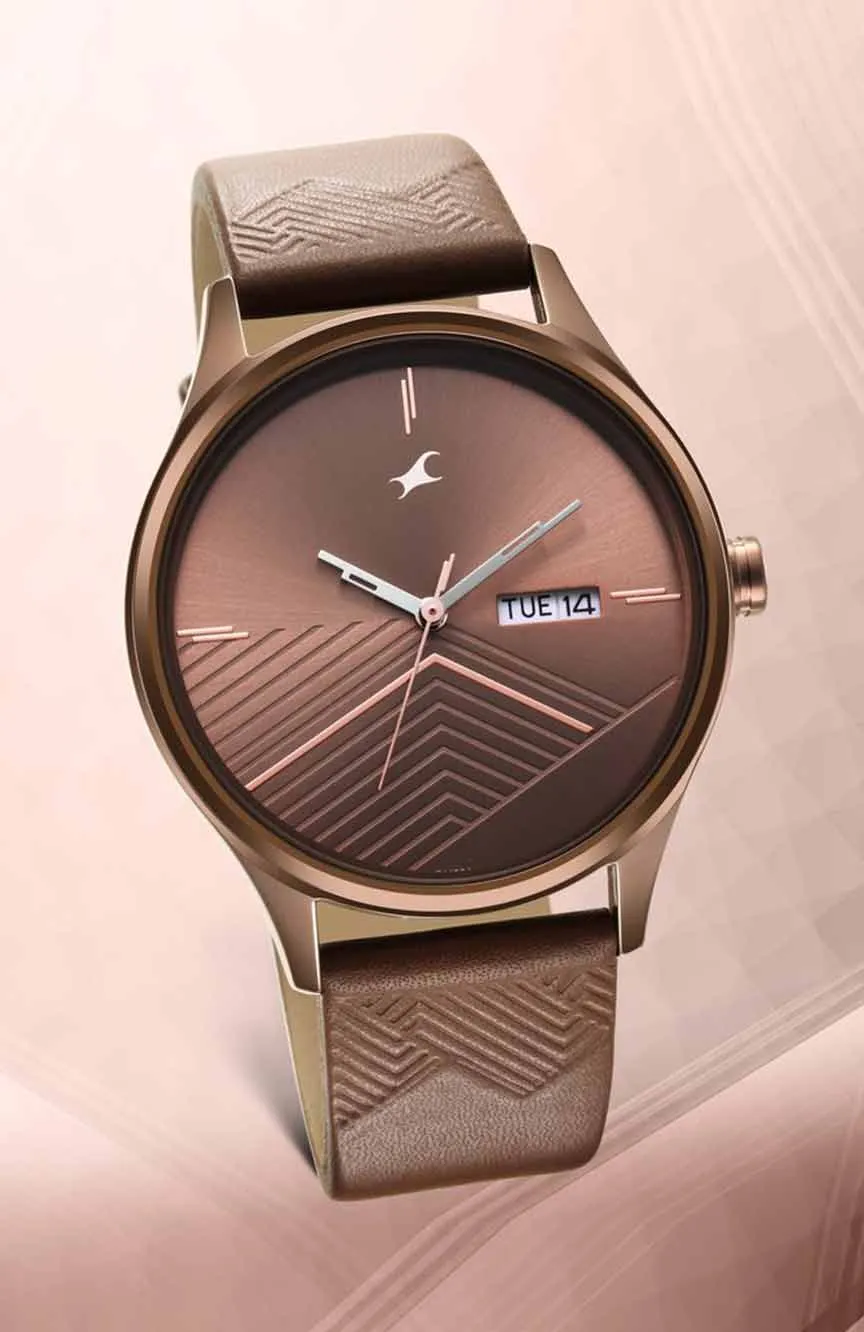 

Titan | Fastrack Style Up Brown Dial Leather Strap Watch for Guys