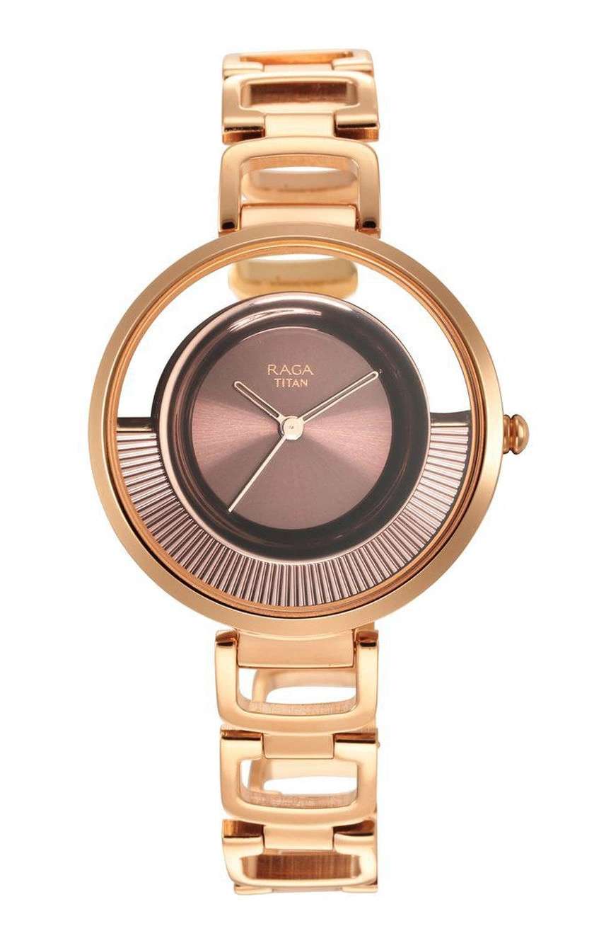Titan Raga Moments of Joy Brown Dial Analog Metal Strap Watch for Women