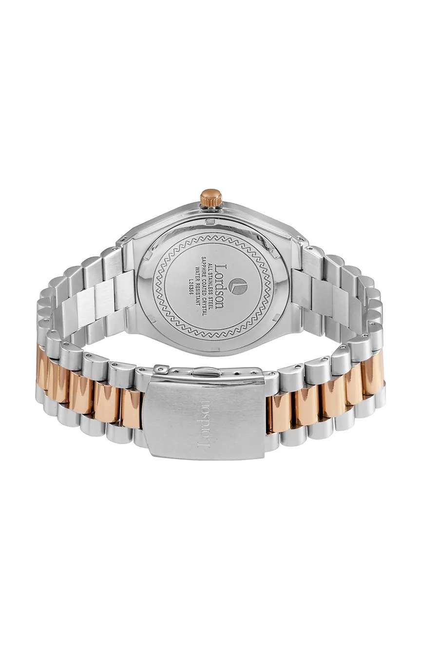 Lordson Gents Silver Rose Gold Stainless Steel watch