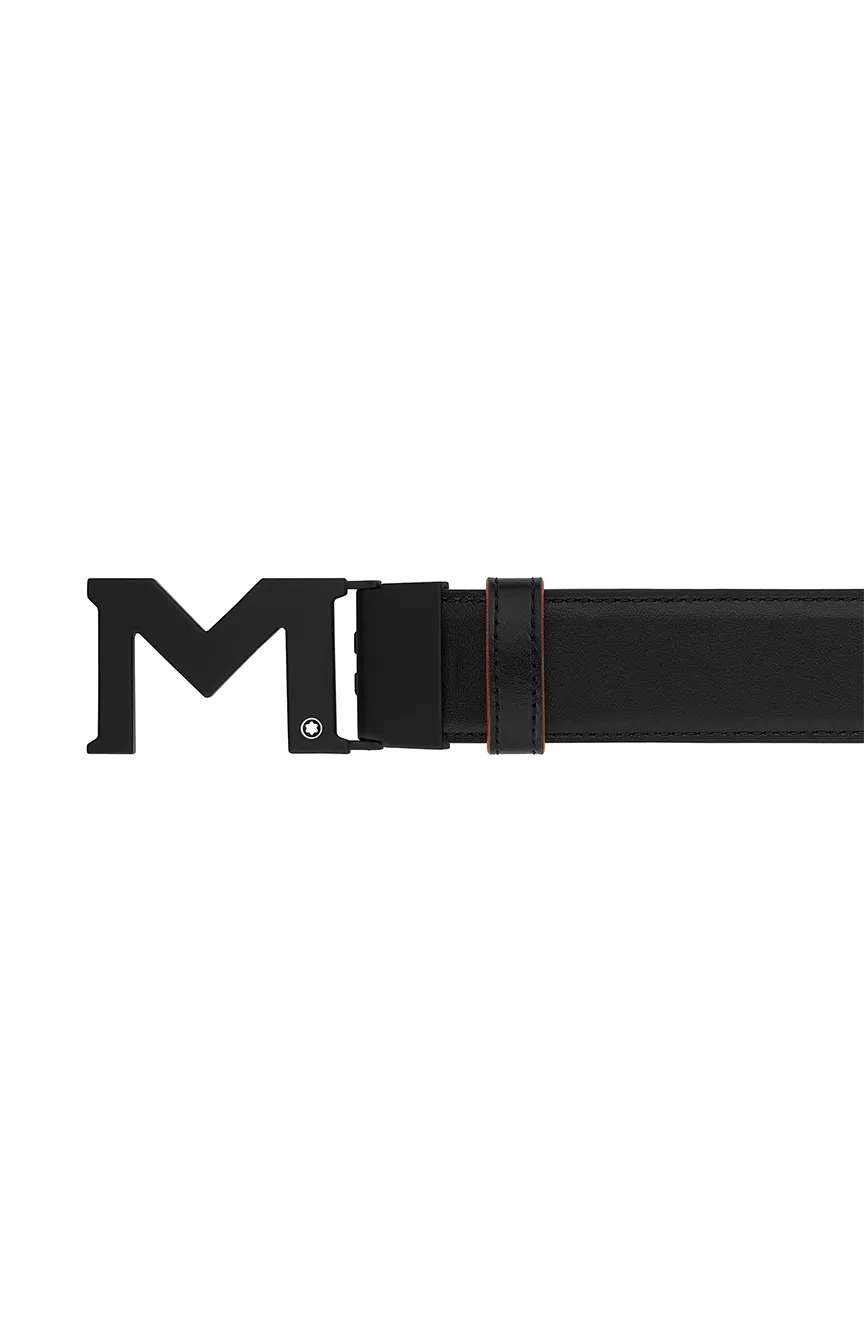 M♡ Montblanc M buckle black/orange 35 mm reversible leather belt