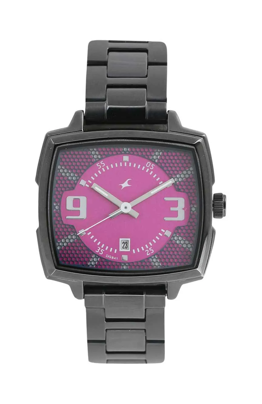 

Titan | Fastrack Loopholes Quartz Analog with Date Pink Dial Stainless Steel Strap Watch for Girls