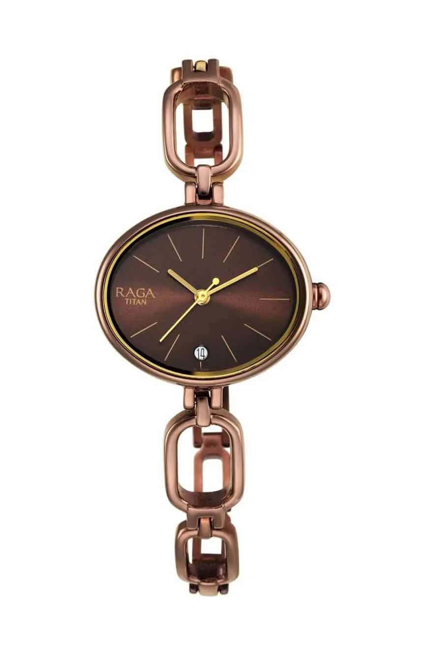 Titan Raga Viva Brown Dial Analog Metal Strap Watch for Women