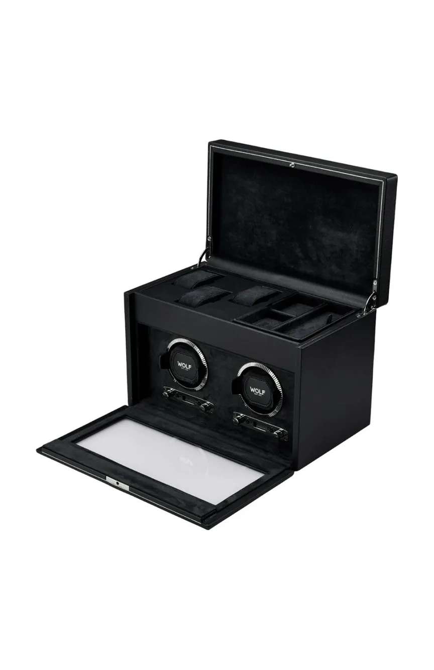 WOLF BRITISH RACING DOUBLE WATCH WINDER WITH STORAGE