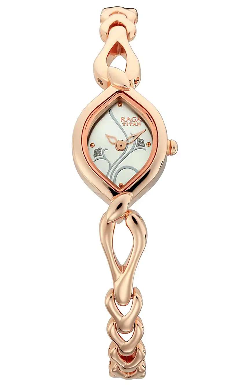 Titan Quartz Analog Silver Dial Metal Strap Watch for Women