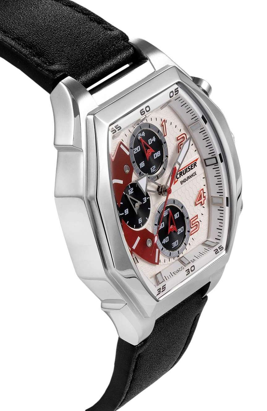 كروزر Gents Black leather strap watch