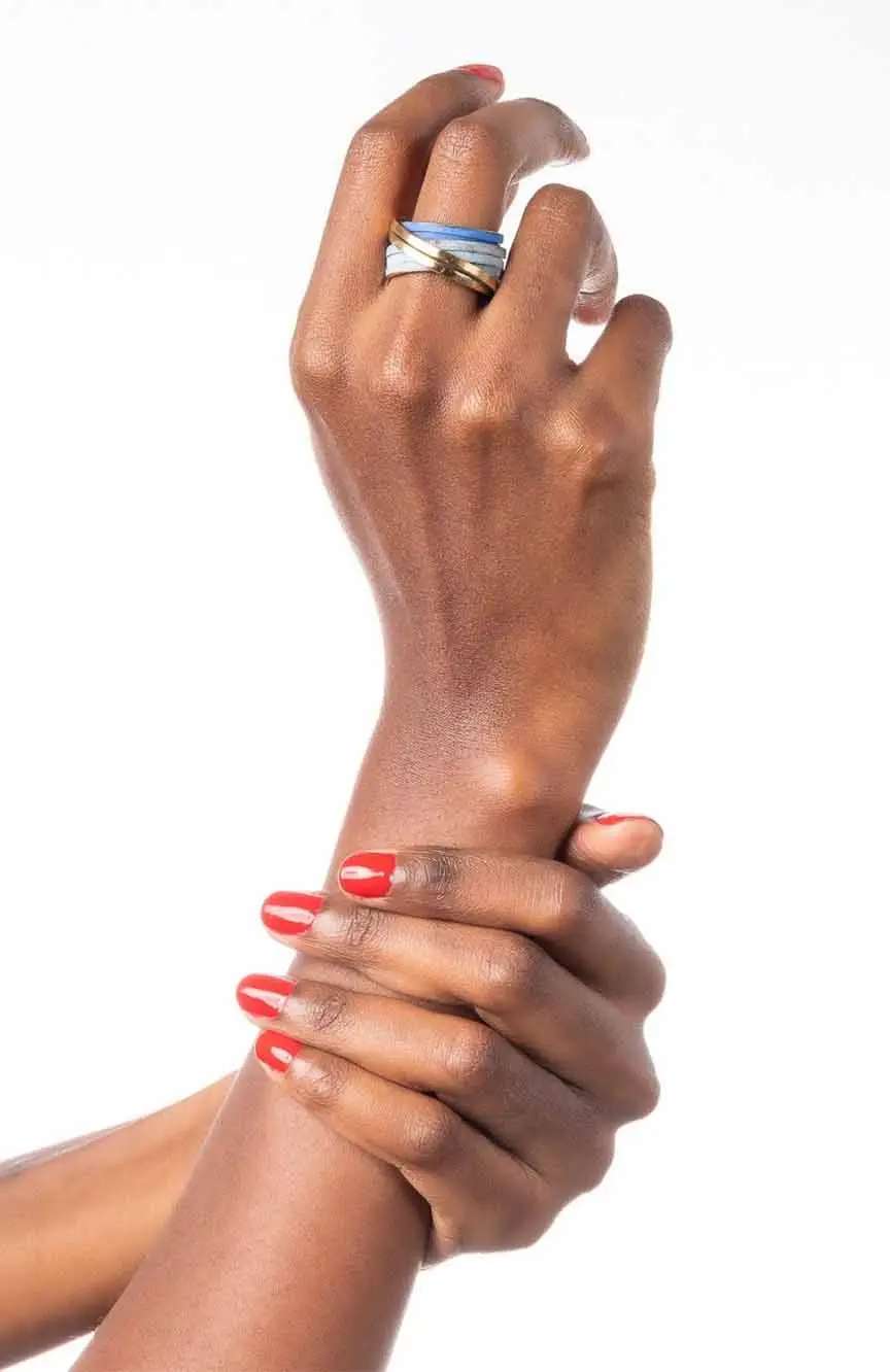 Fili Plaza Efimera adjustable bronze ring, blue green