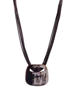 Soyang Paris Gradient black horn pendant necklace