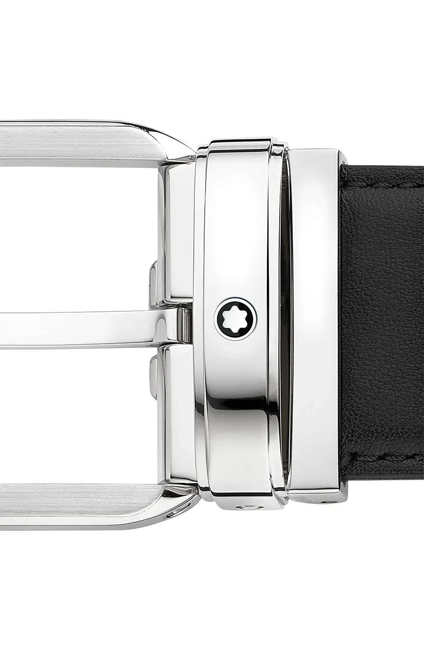 مون بلان حزام جلدي أسود 35 ملم