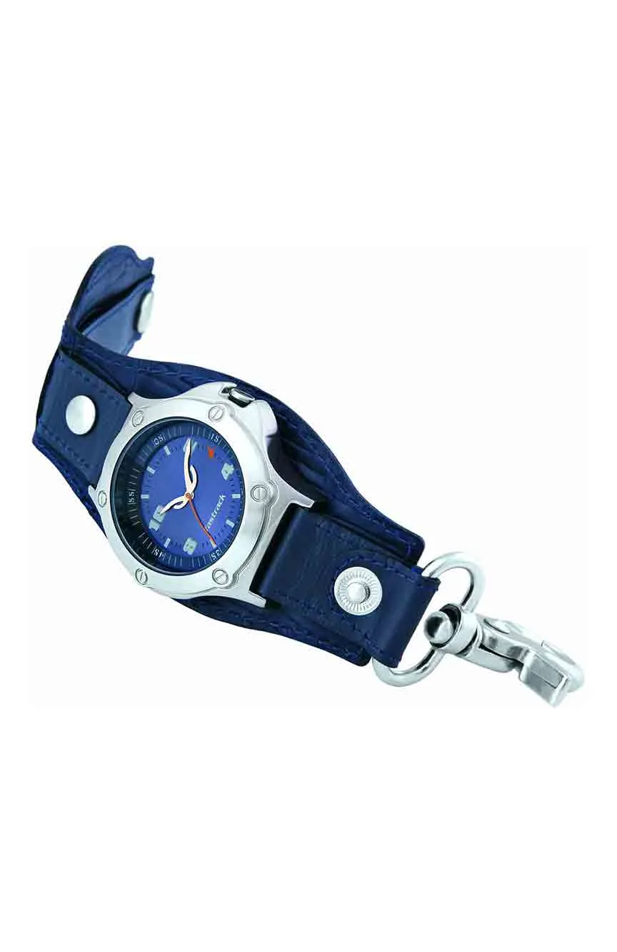 

Titan | Fastrack Quartz Analog Blue Dial Leather Strap Watch for Guys