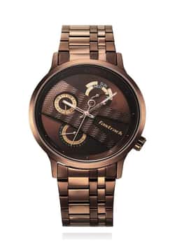Titan Fastrack Exuberant Quartz Multifunction Brown Dial Stainless Steel Strap Watch for Guys