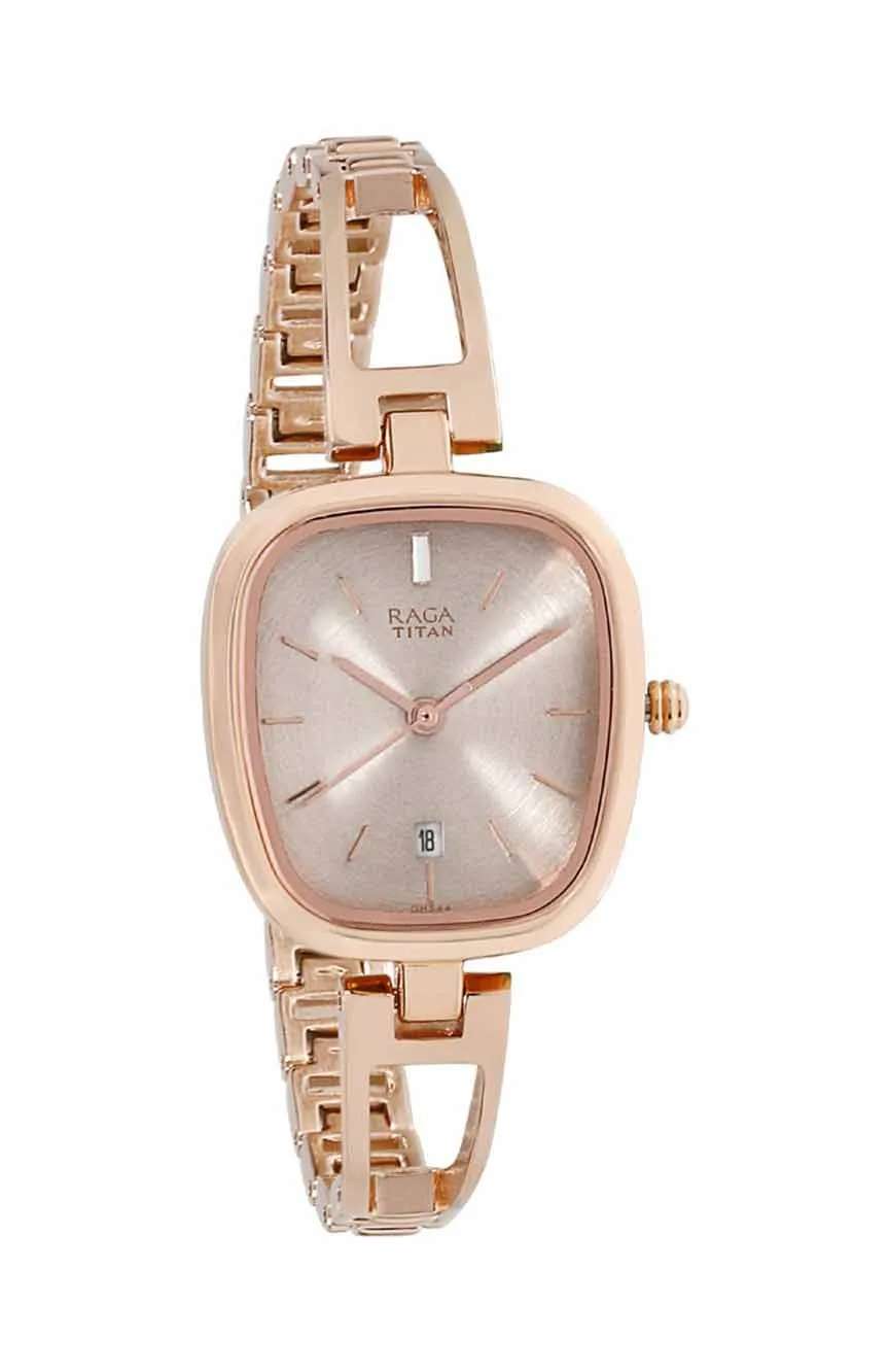 Titan Raga Viva Grey Dial Analog with Date Rose Gold Metal Strap watch for Women