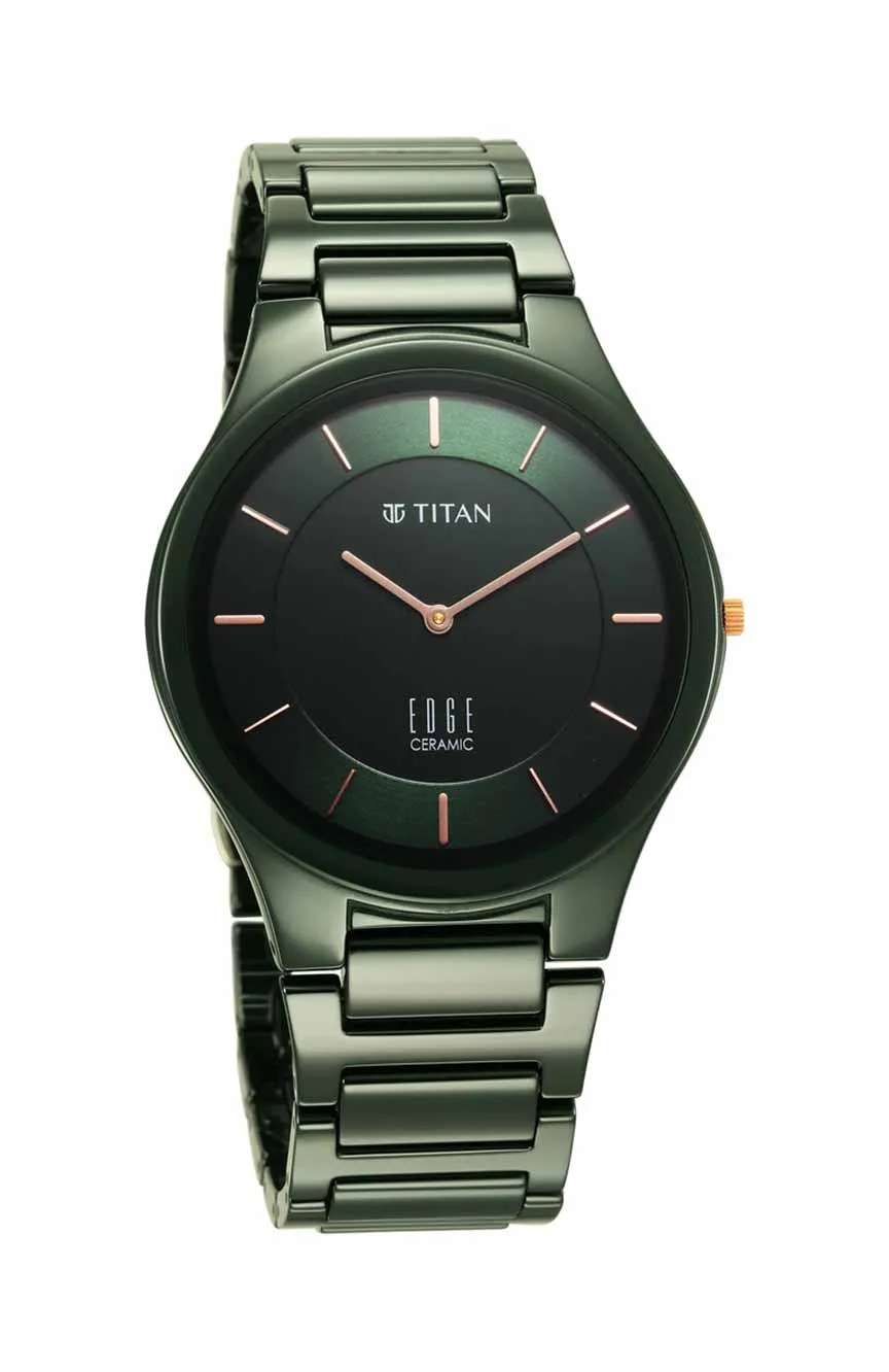 Titan Edge Ceramic Green Dial Analog Ceramic Strap watch for Men