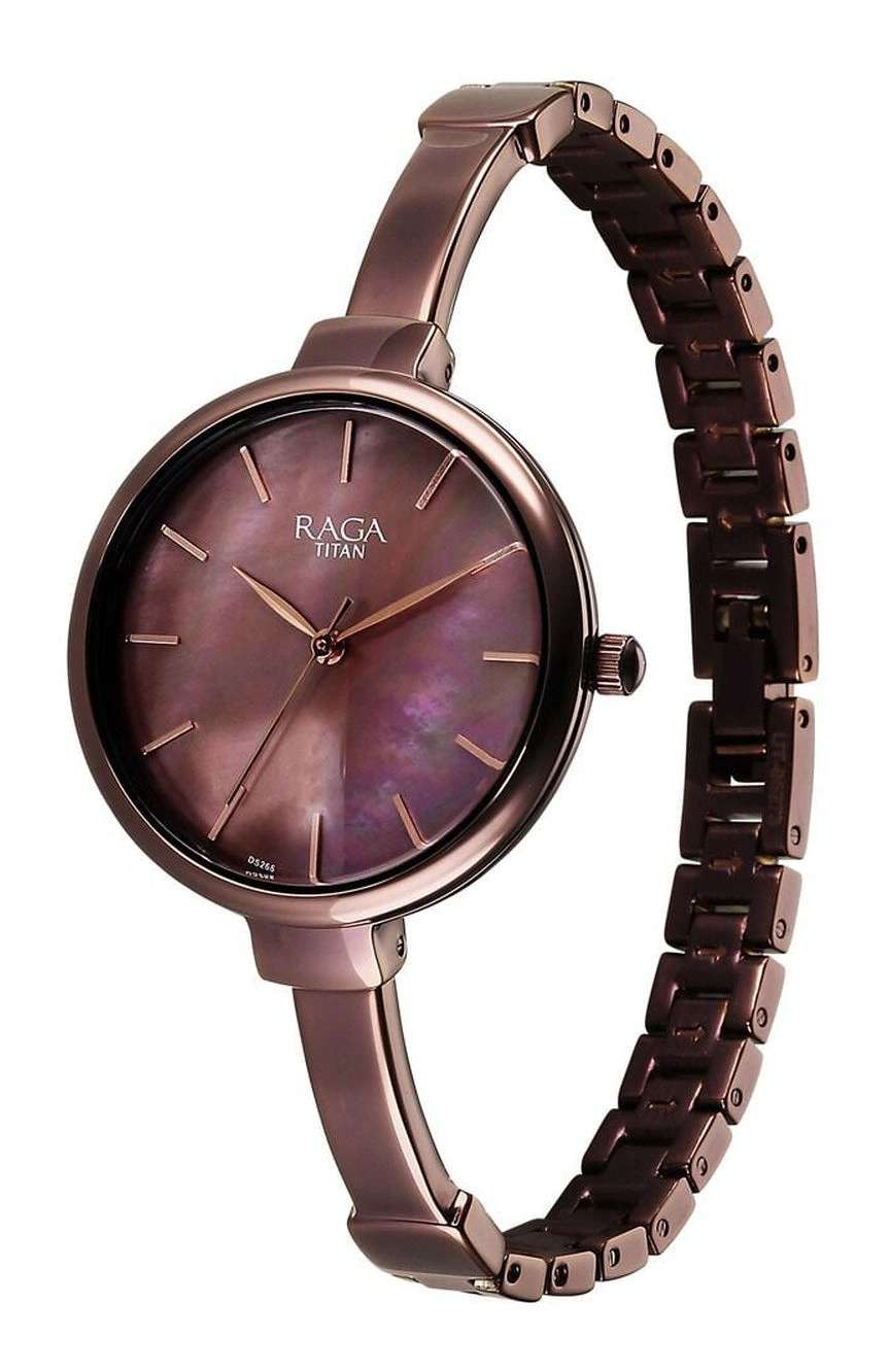 Titan Raga Showstopper Quartz Analog Brown Dial Metal Strap Watch For Women