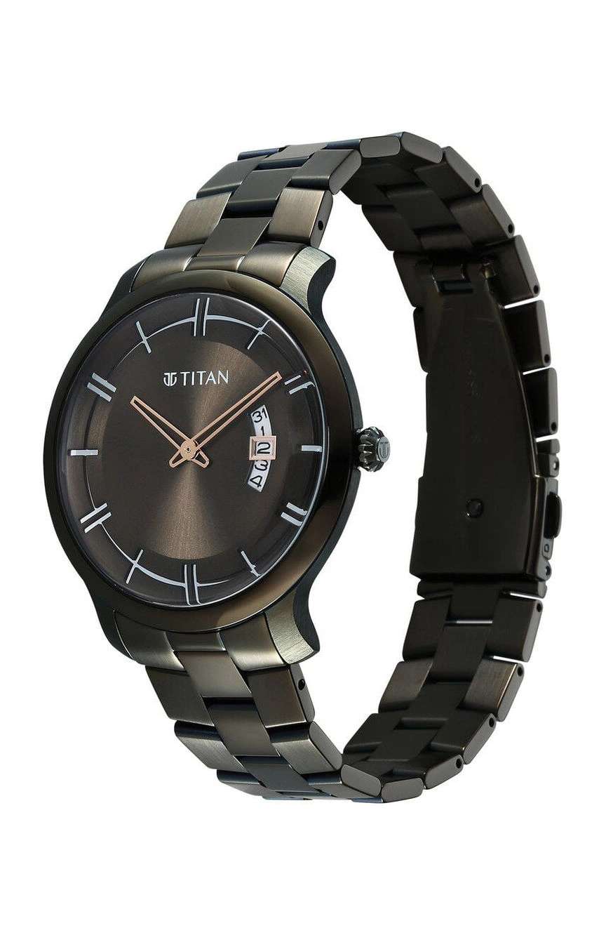 Titan Clasique Slim Quartz Analog with Date Green Dial Stainless Steel Strap Watch For Men