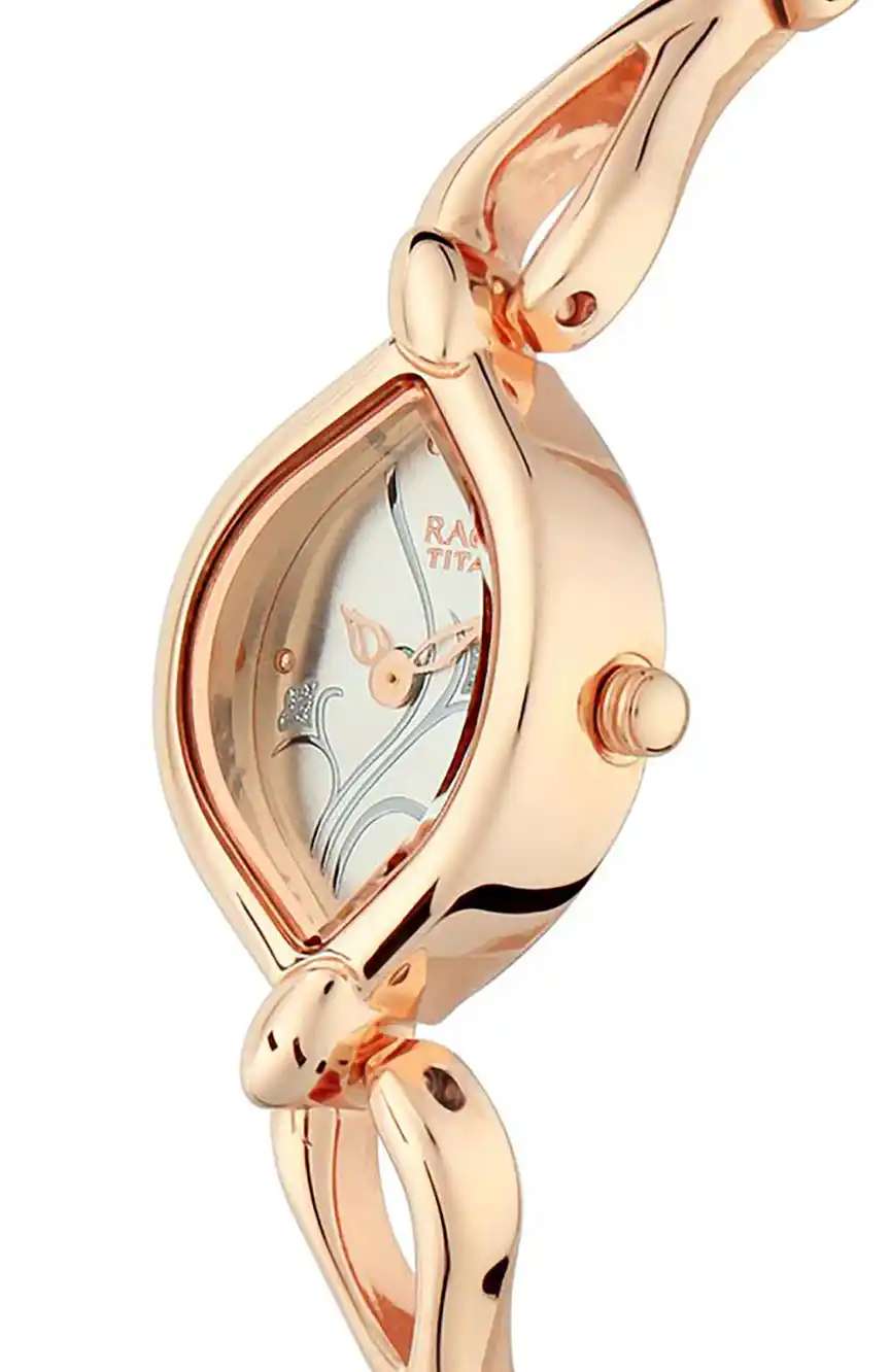 Titan Quartz Analog Silver Dial Metal Strap Watch for Women