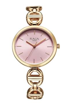Titan Raga Showstopper Quartz Analog Rose Gold Dial Metal Strap Watch For Women