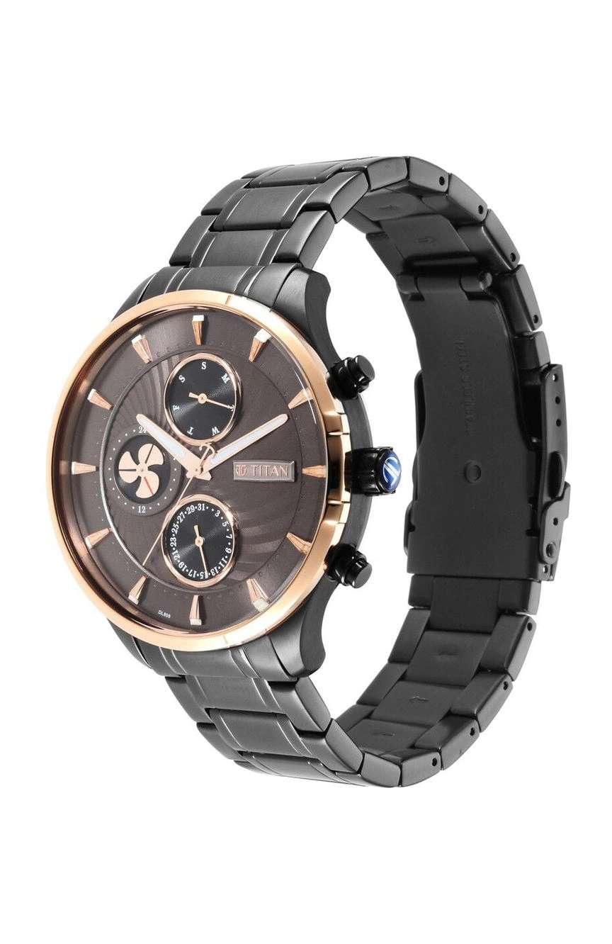 Titan Maritime Anthracite Dial Quartz Multifunction Stainless Steel Strap watch for Men