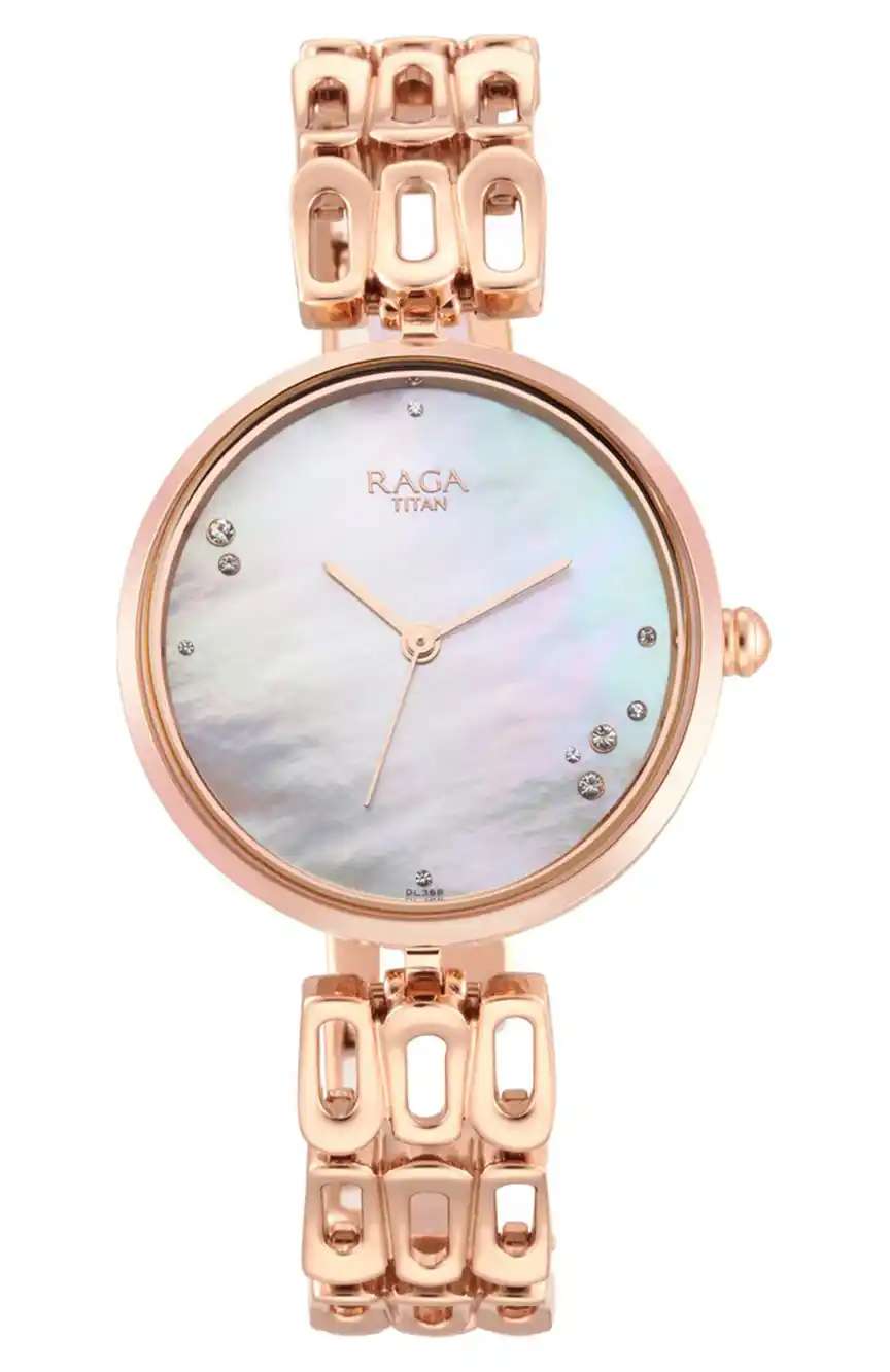 Titan Raga Chic Mother Of Pearl Dial Women Watch With Metal Strap