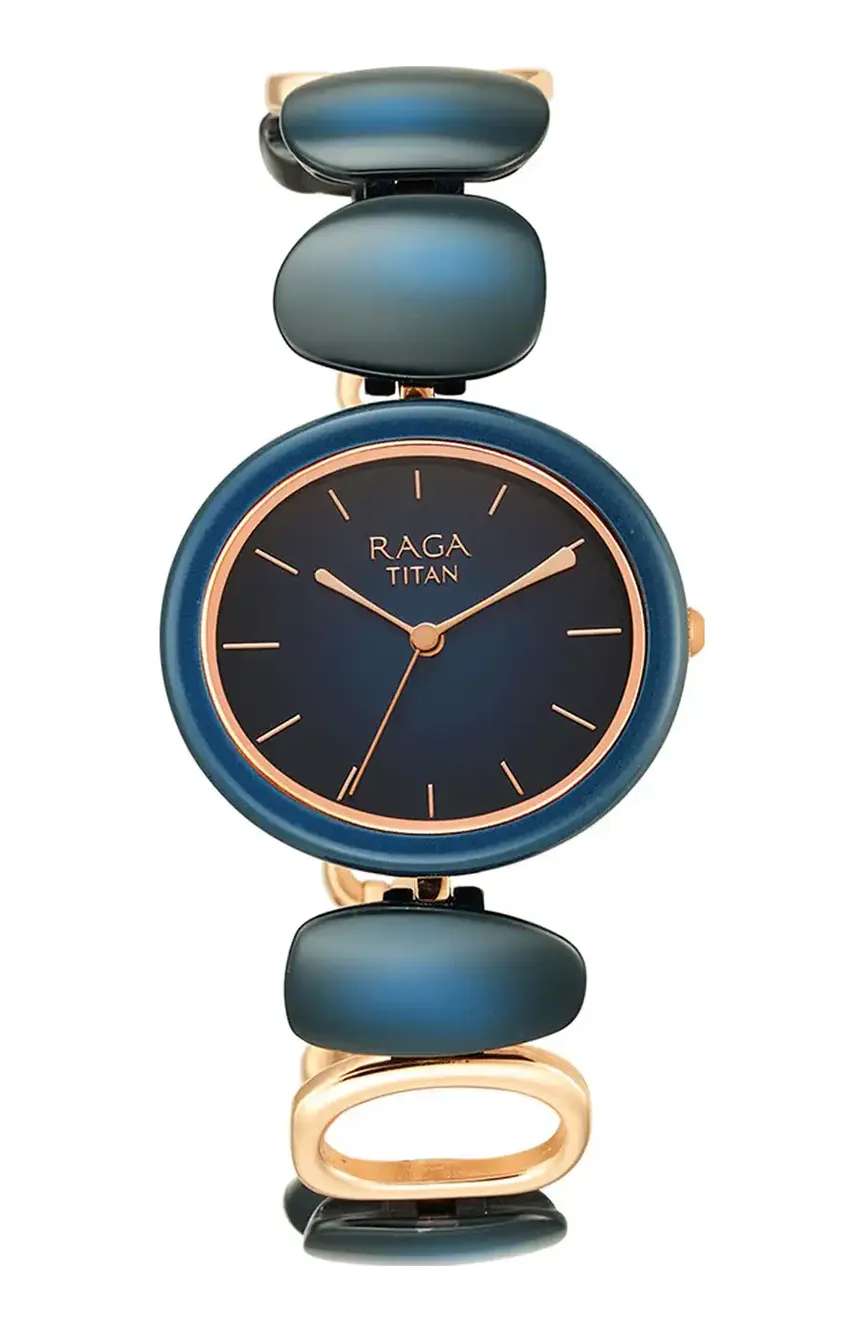 Titan Raga Ceramics Blue Dial Analog Metal Strap watch for Women