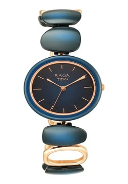 Titan Raga Ceramics Blue Dial Analog Metal Strap watch for Women