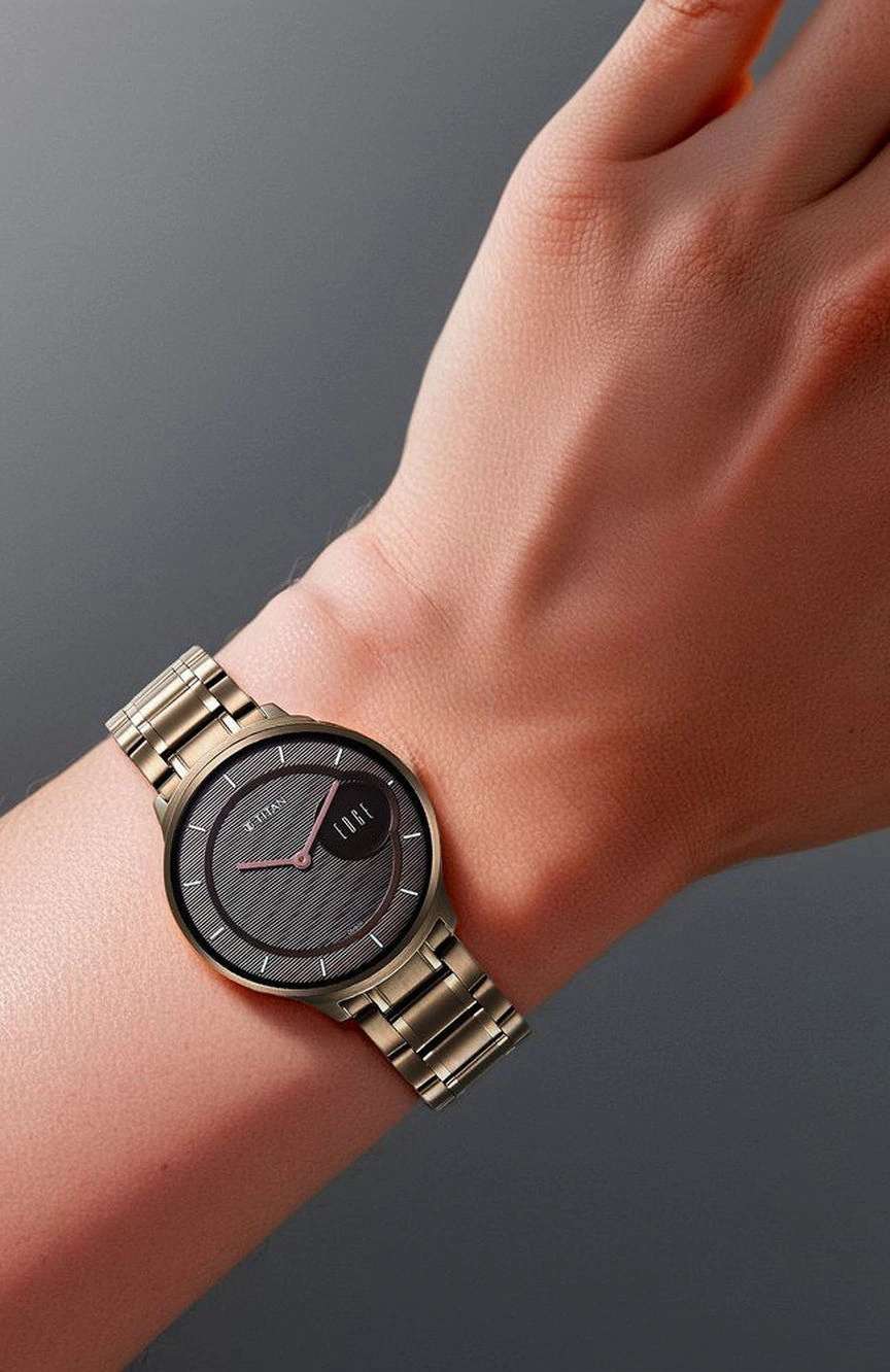 تيتان ساعة تيتان إيدج بميناء بني وسوار ستانلس إستيل للرجال