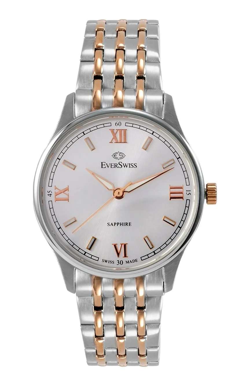 EverSwiss Gents Silver Rose Gold Stainless Steel watch