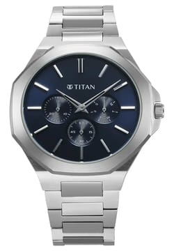 Titan Classic Slim Multifunction Quartz Multifunction Blue Dial Stainless Steel Strap Watch For Men