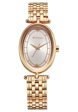 Titan Karishma Quartz Analog Silver Dial Rose Gold Stainless Steel Strap Watch For Women