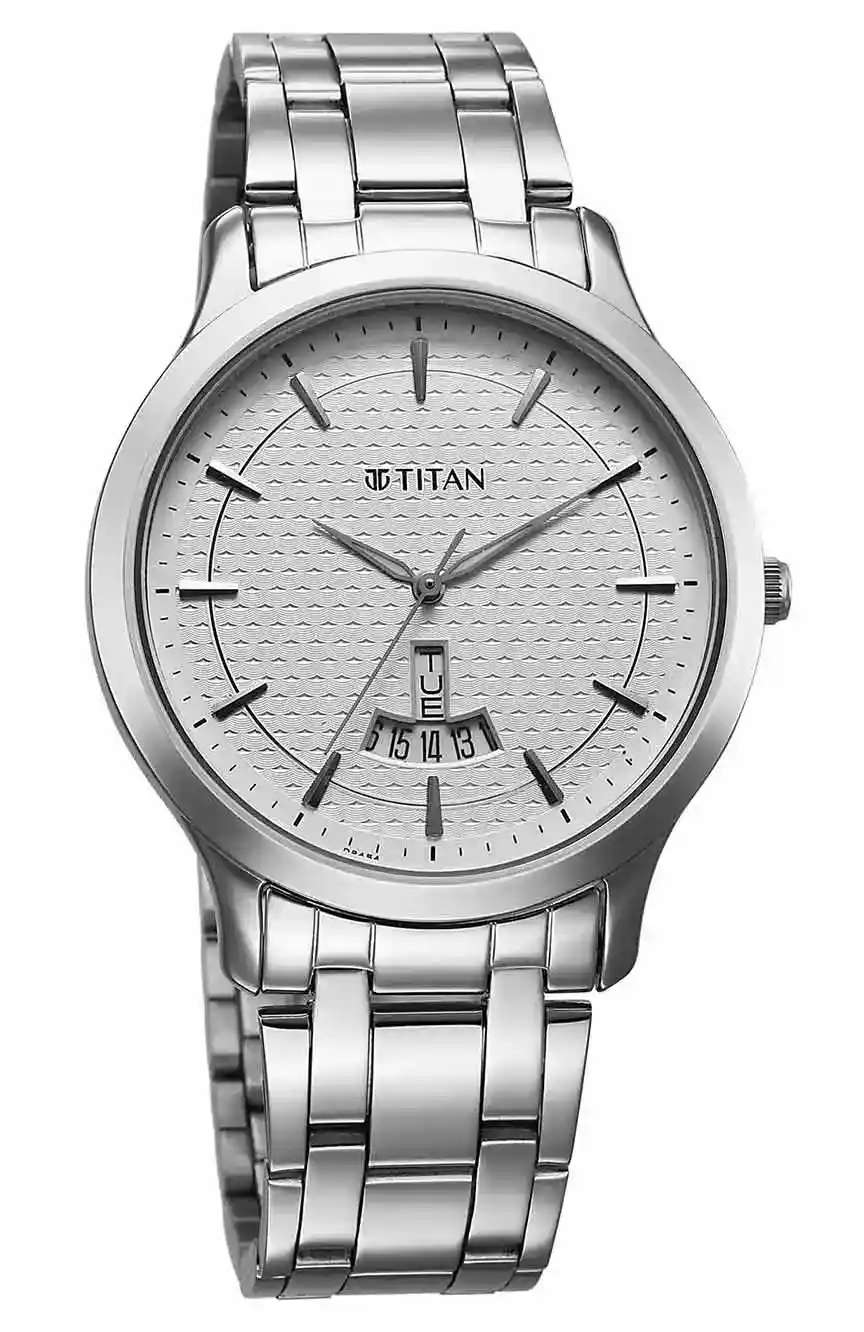 Titan Karishma Watch Silver Metal Strap with Silver Dial for Men