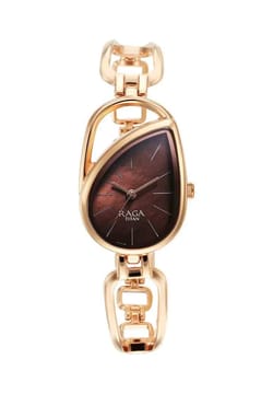 Titan Raga Chic Quartz Analog Brown Dial Rose Gold Metal Strap Watch for Women