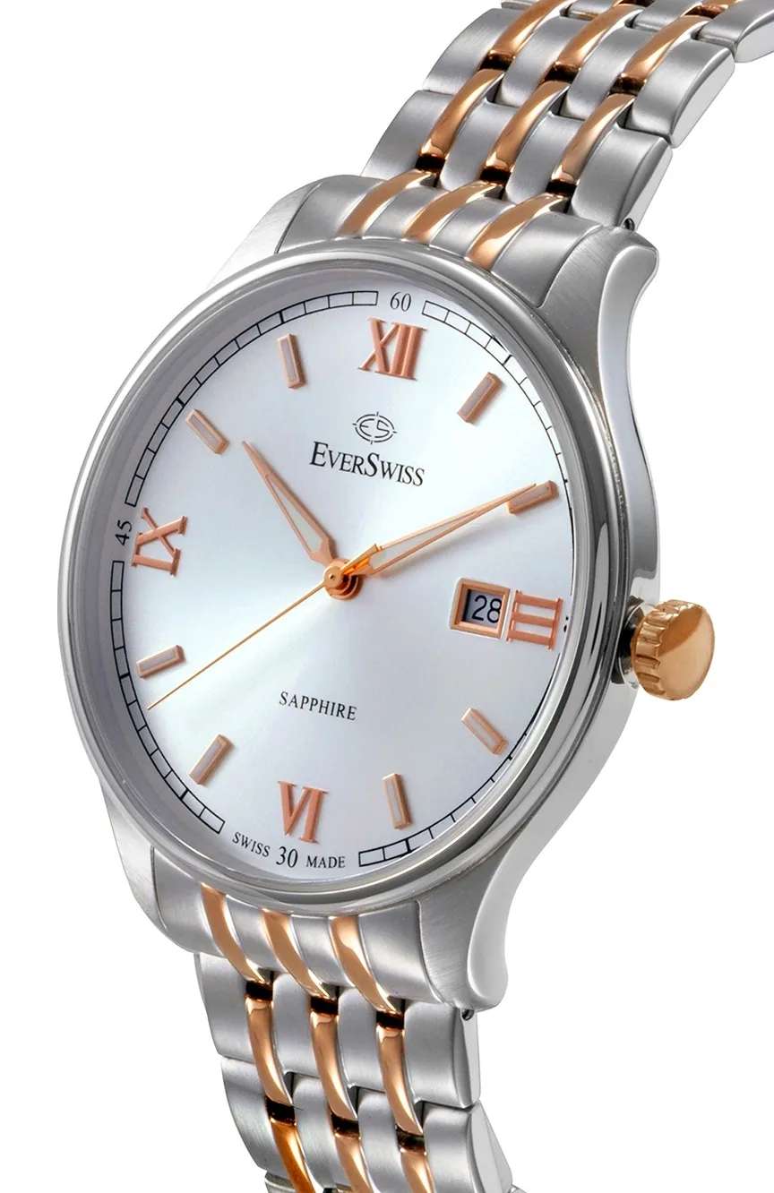 EverSwiss Ladies Silver Rose Gold Stainless Steel watch