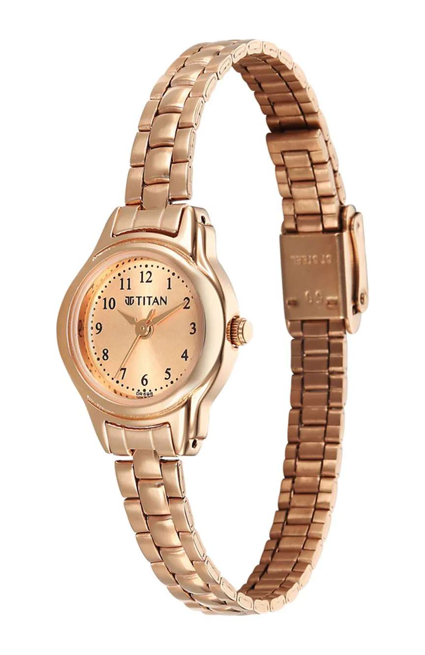 Titan Karishma Rose Gold Round Dial Stainless Steel Strap Analog Watch For Women