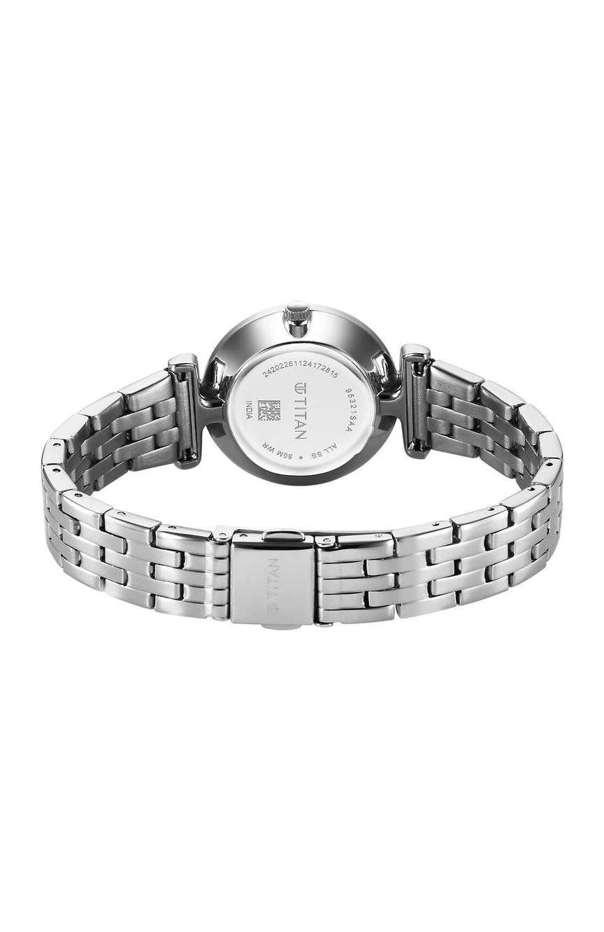Titan Workmode Quartz Analog Pink Dial Stainless Steel Strap Watch For Women