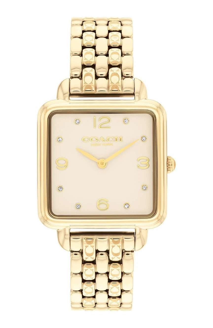 كوتش ساعة كوتش كاس بميناء مربع مقاس 28 مم وسوار ستانلس إستيل للنساء