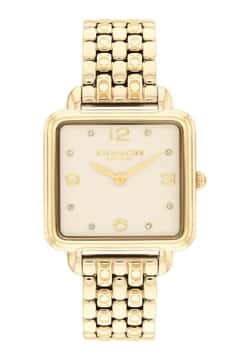 Coach ساعة كوتش كاس بميناء مربع مقاس 28 مم وسوار ستانلس إستيل للنساء